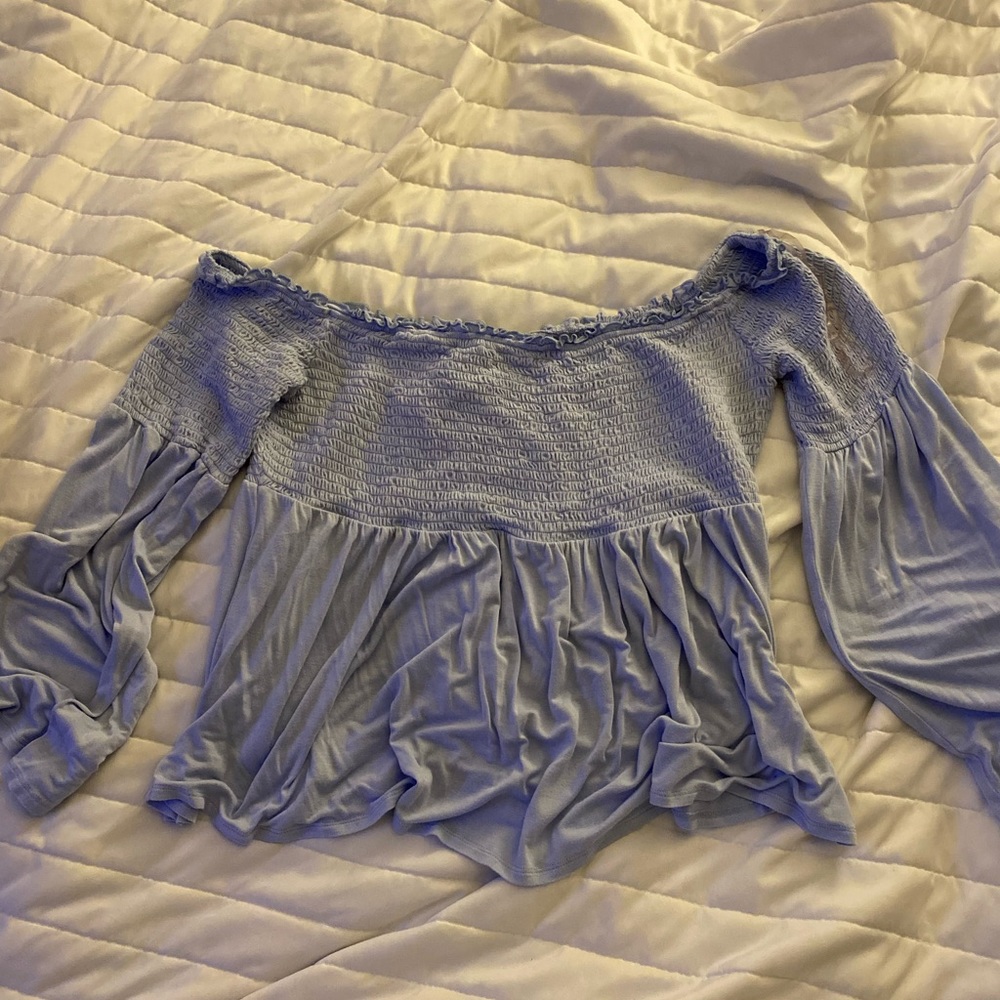 Off the shoulder bell sleeve shirt